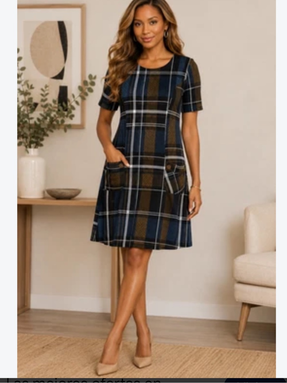 Kate & Lily Short Sleeve Plaid Shift Dress